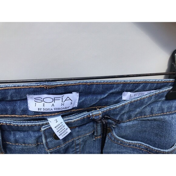 Sofia Vergara Leslie Slim Straight Jeans Womens 2 Assymetrical Hem - Picture 7 of 10